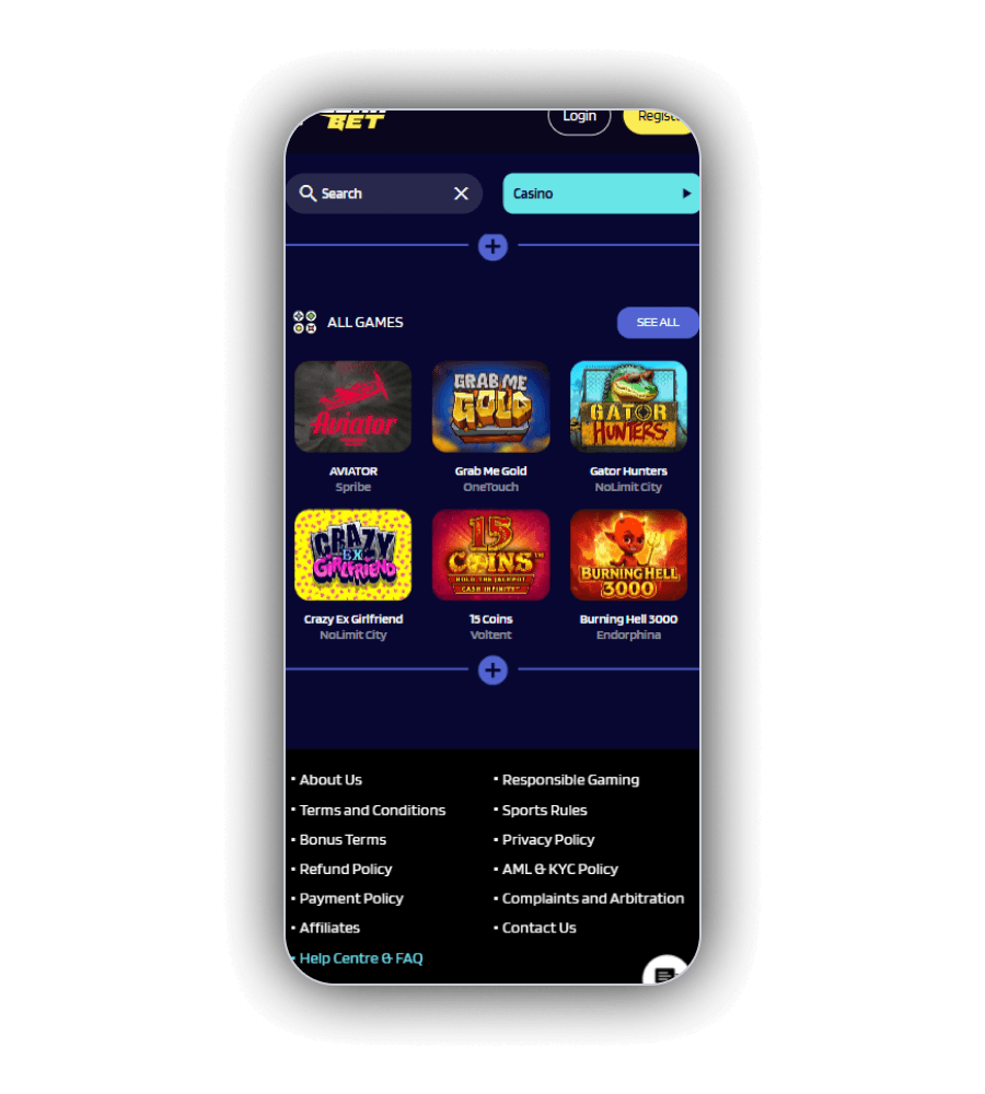 LyraBet Casino interface